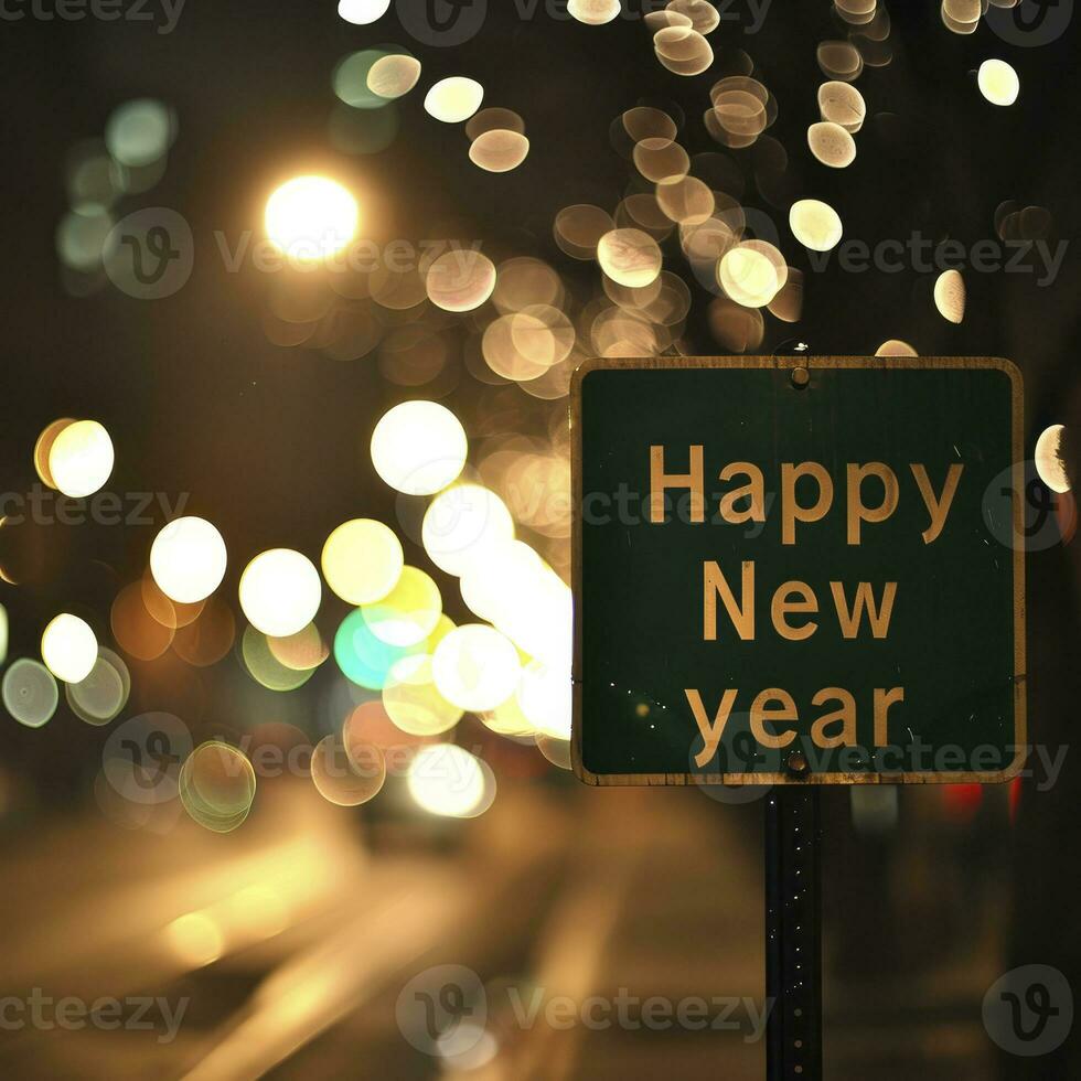 AI generated A street sign with the text Happy New Year photo