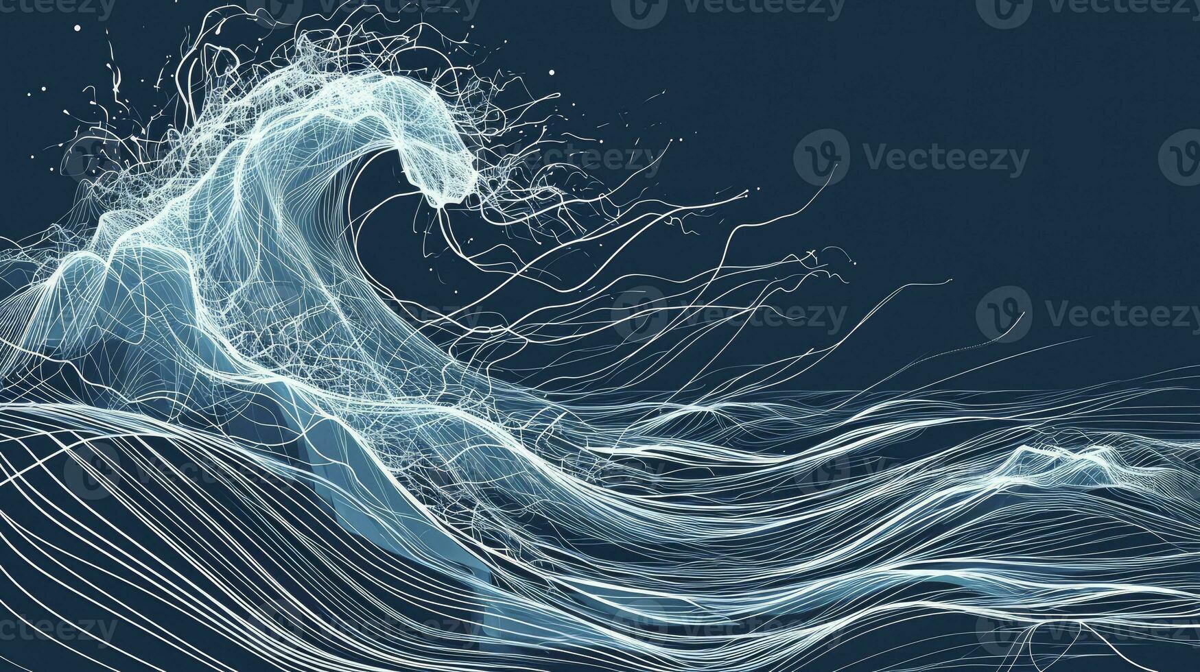 AI generated The abstract wave is made in a frame style. Template for science and technology presentation photo