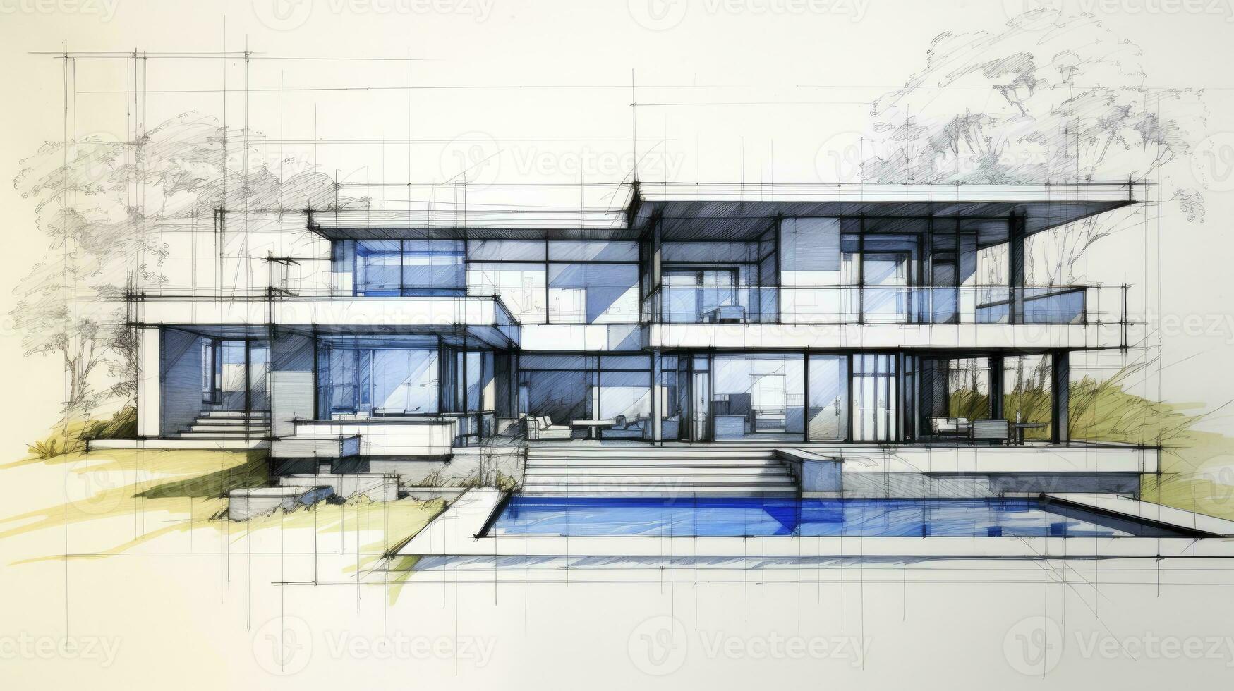 AI generated Architecture model blueprint photo