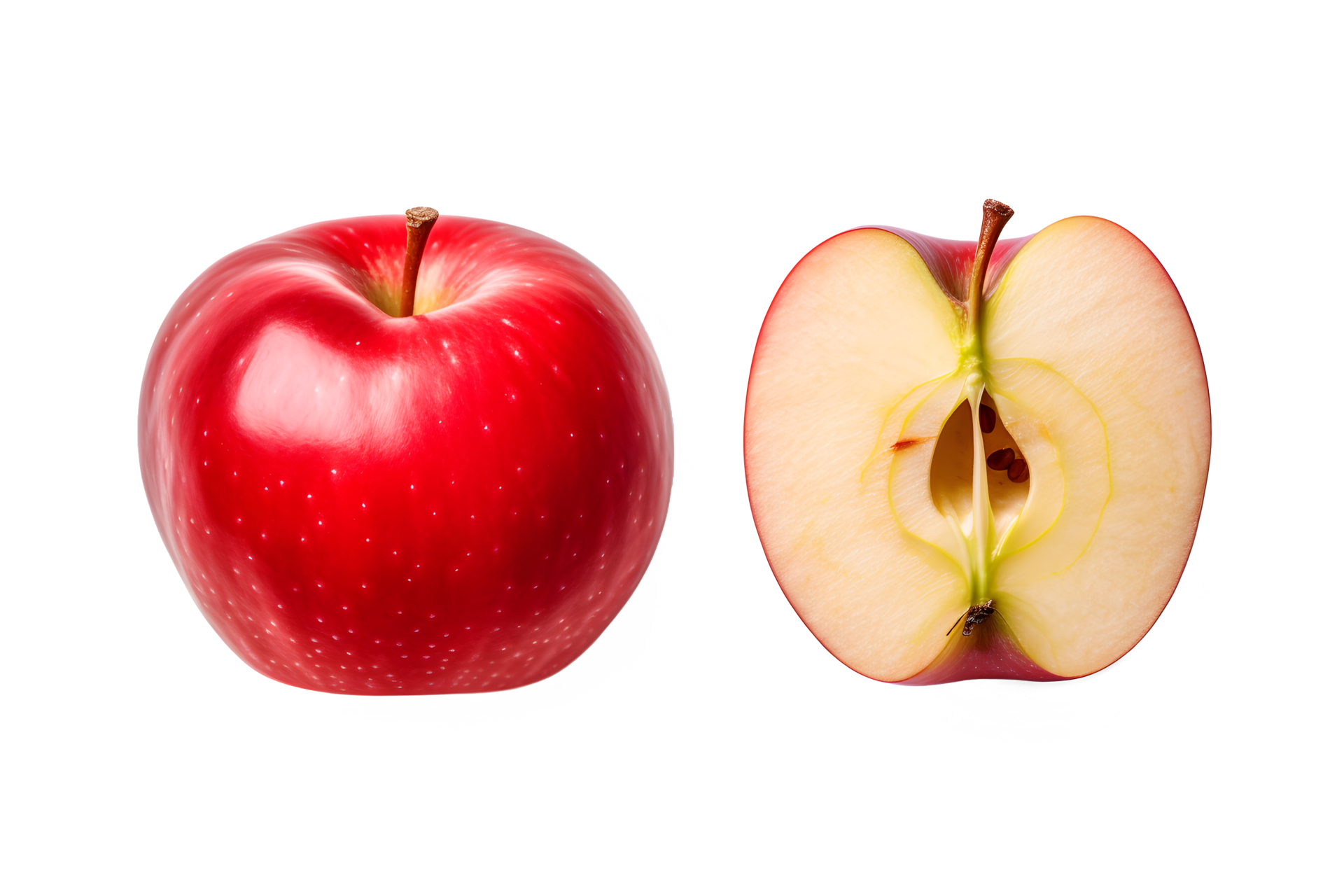 AI generated whole red apples and split apples PNG 36057537 PNG