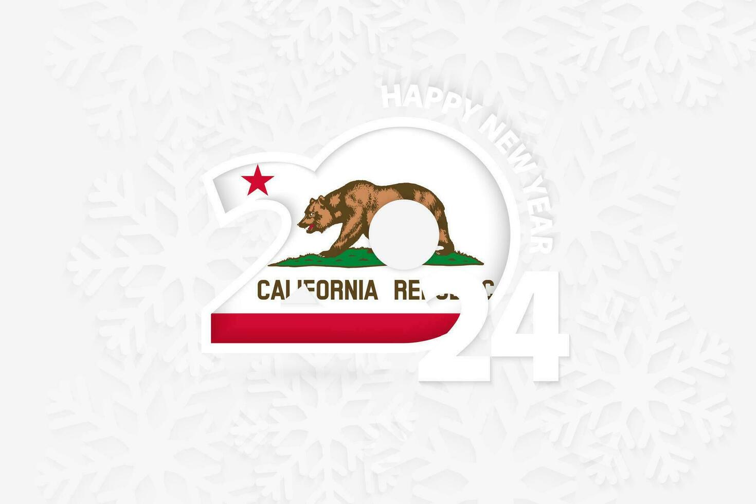 New Year 2024 for California on snowflake background. vector
