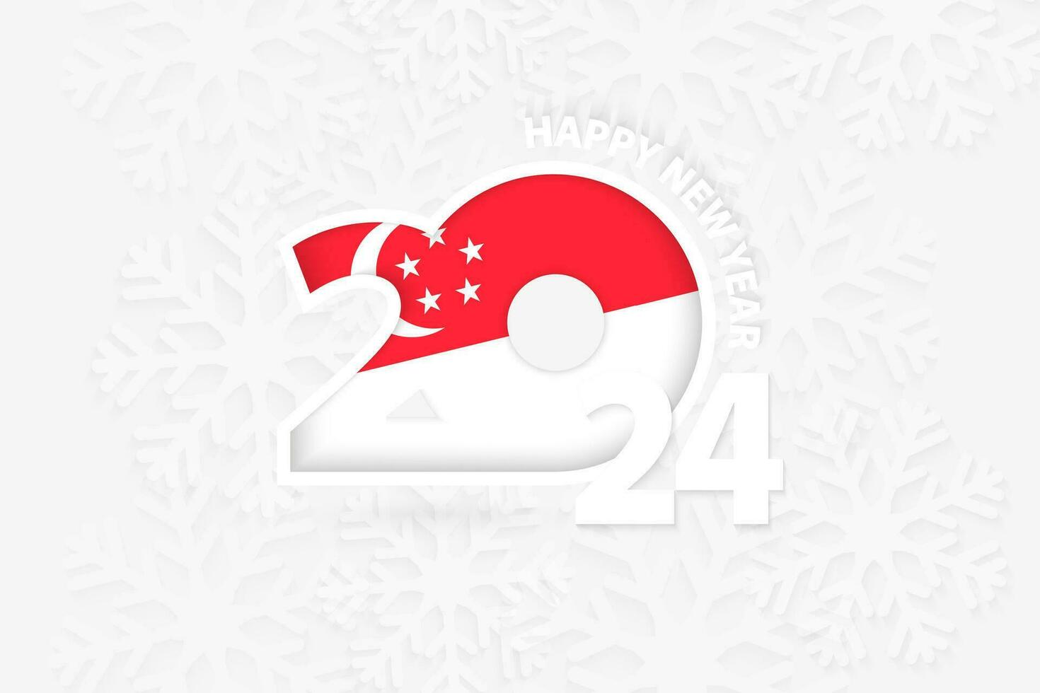 New Year 2024 for Singapore on snowflake background. vector