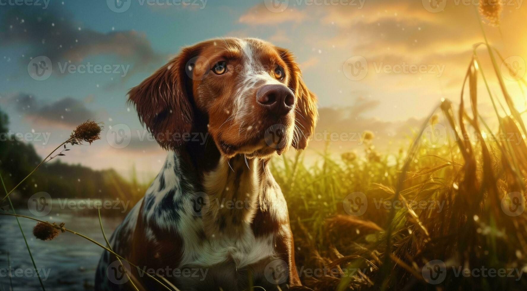 AI generated dog on the abstract background, dog face, close-up of dog face, dog portrait on background, looking dog photo