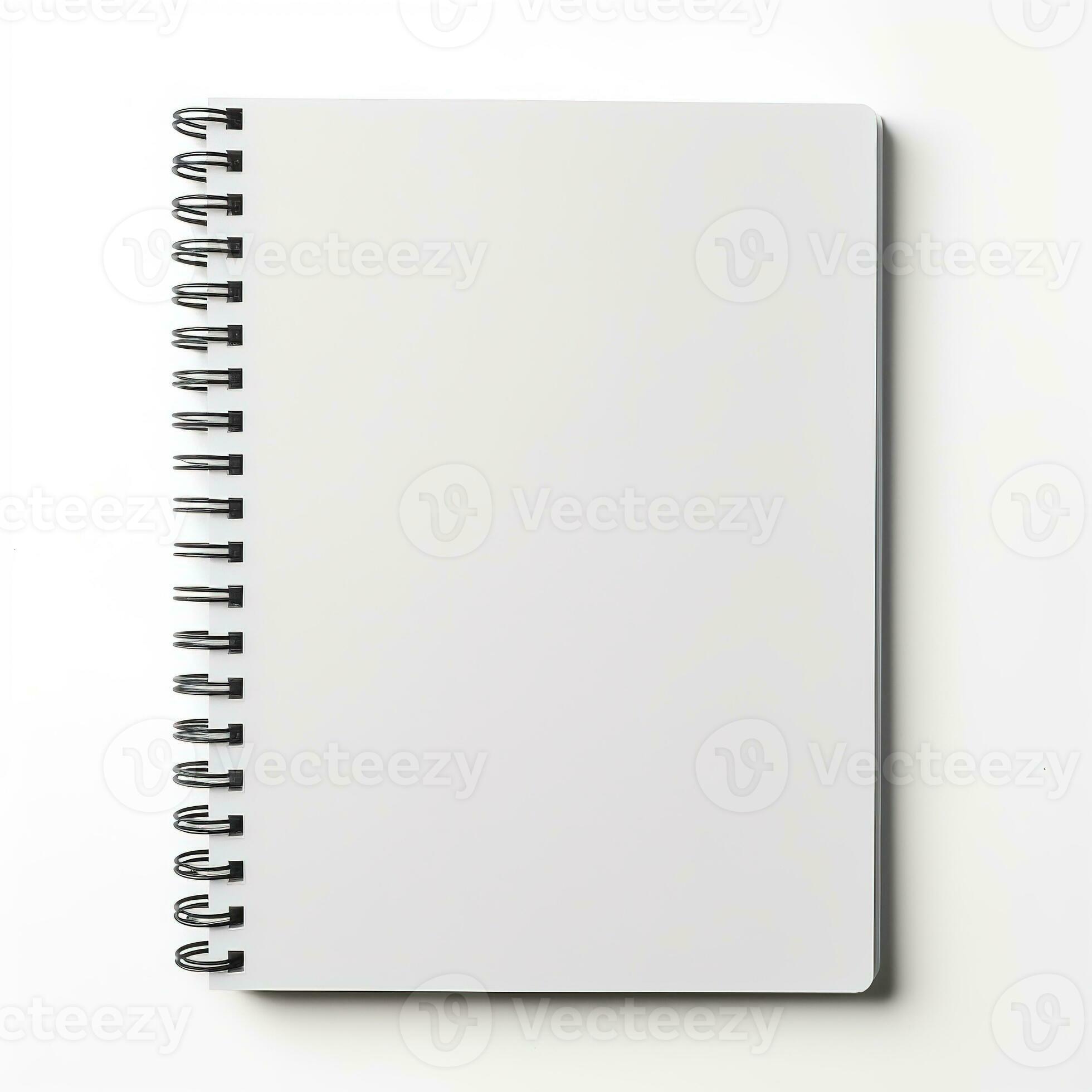 AI generated Blank Spiral Notepad on White Background. Note, Book