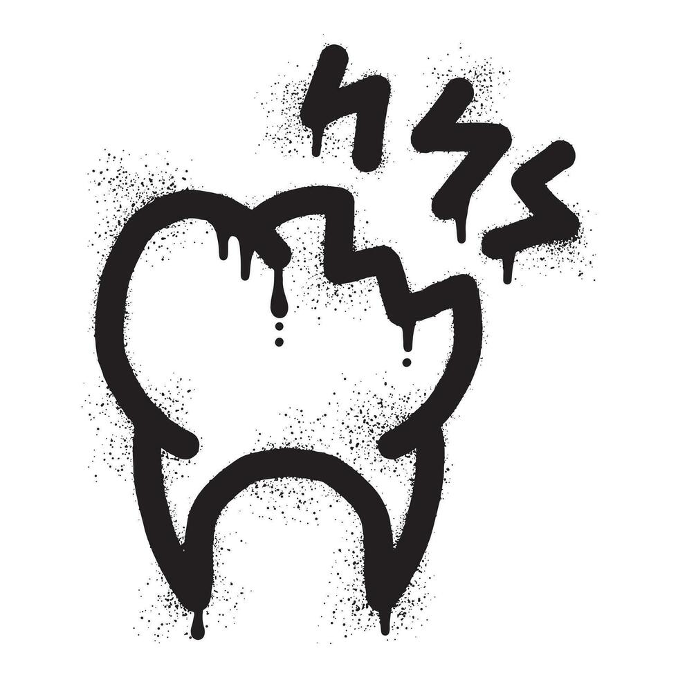 Toothache graffiti with black spray paint vector