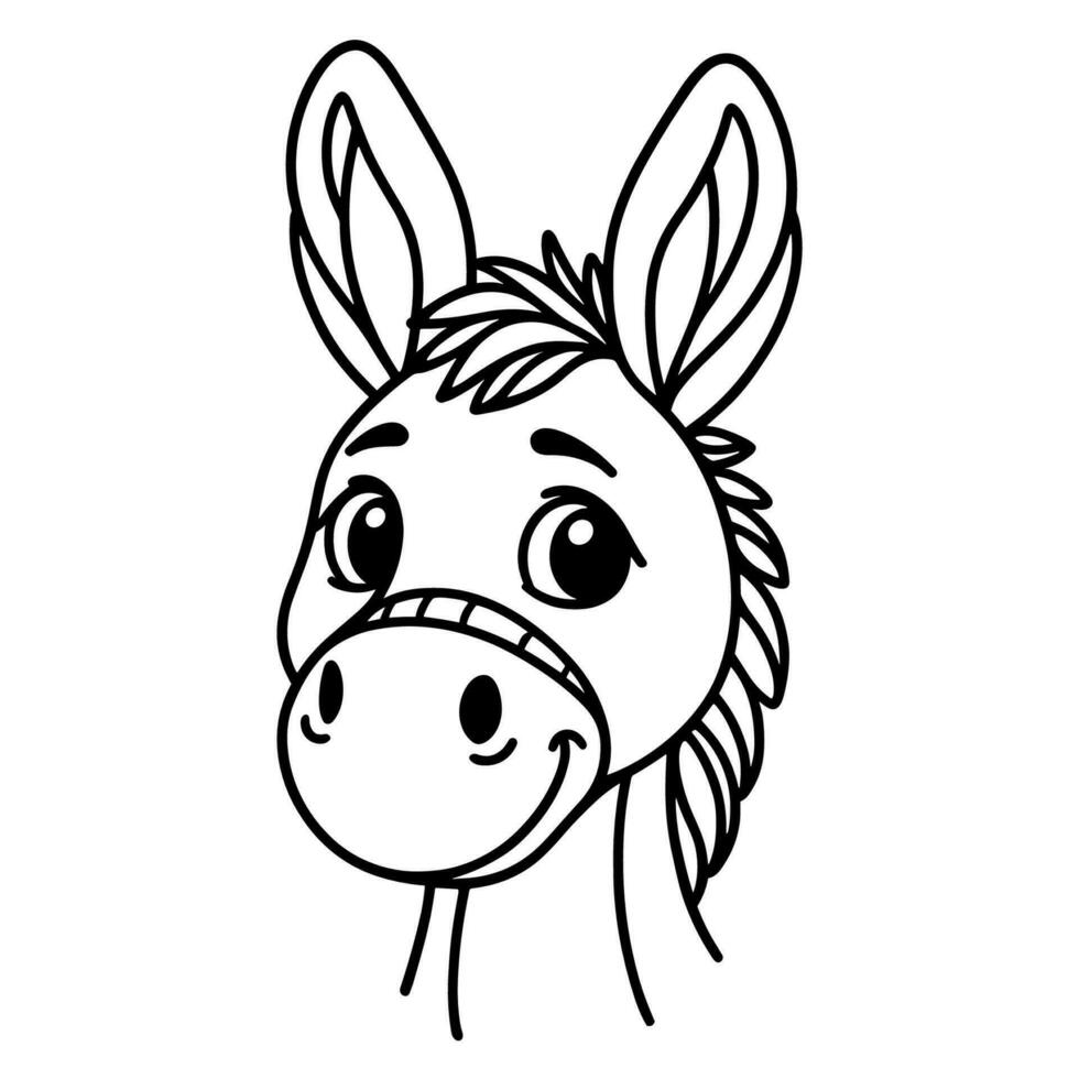 sencillo uno línea dibujo de Burro vector