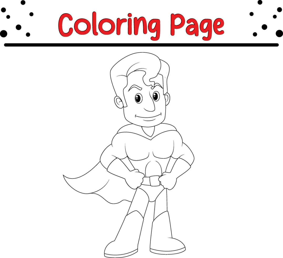 Coloring page superhero boy vector