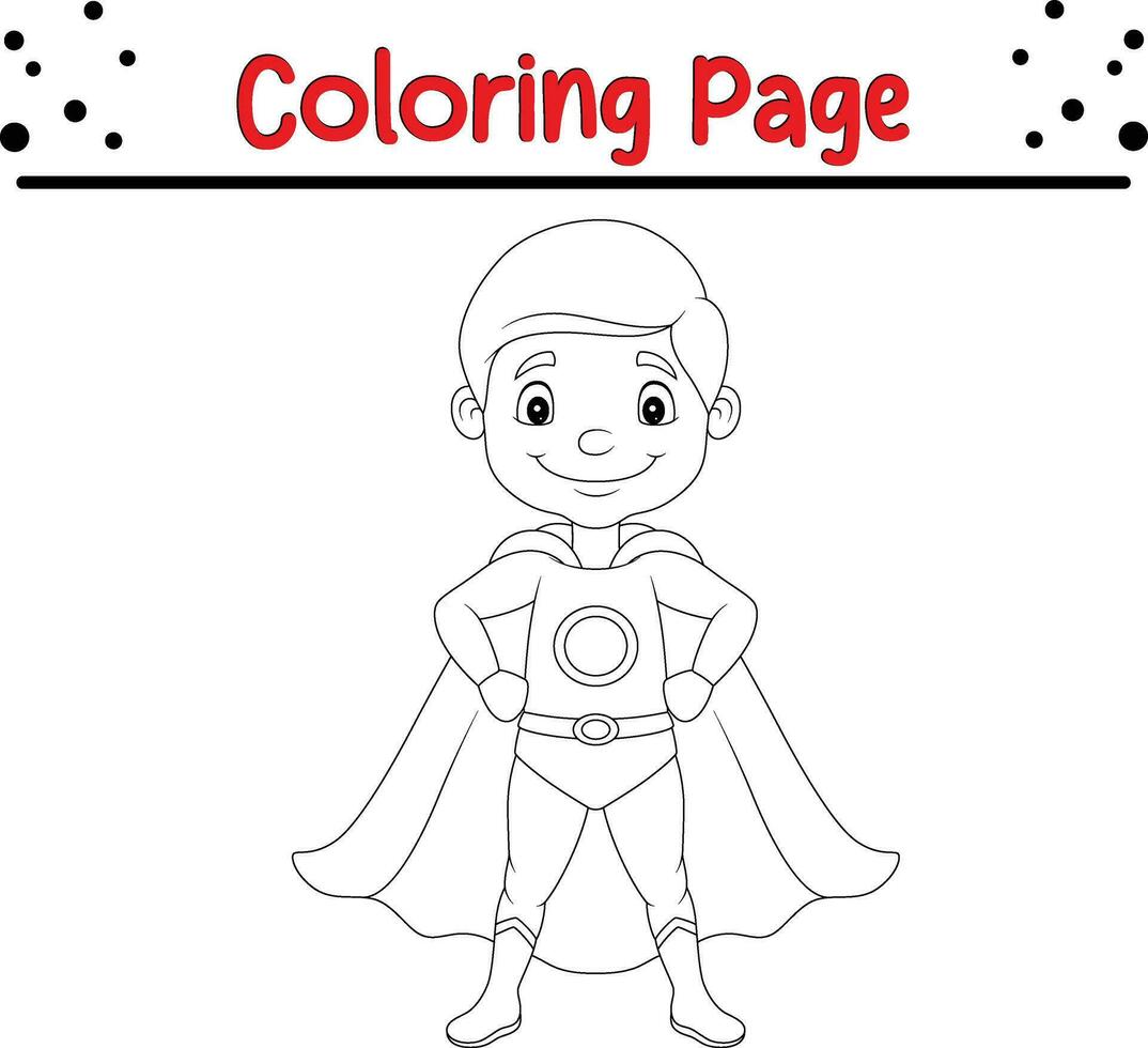 Coloring page Cute superhero boy vector