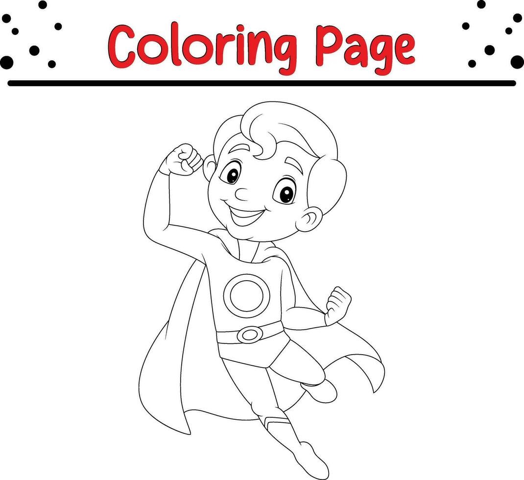 Coloring page Cute superhero boy vector