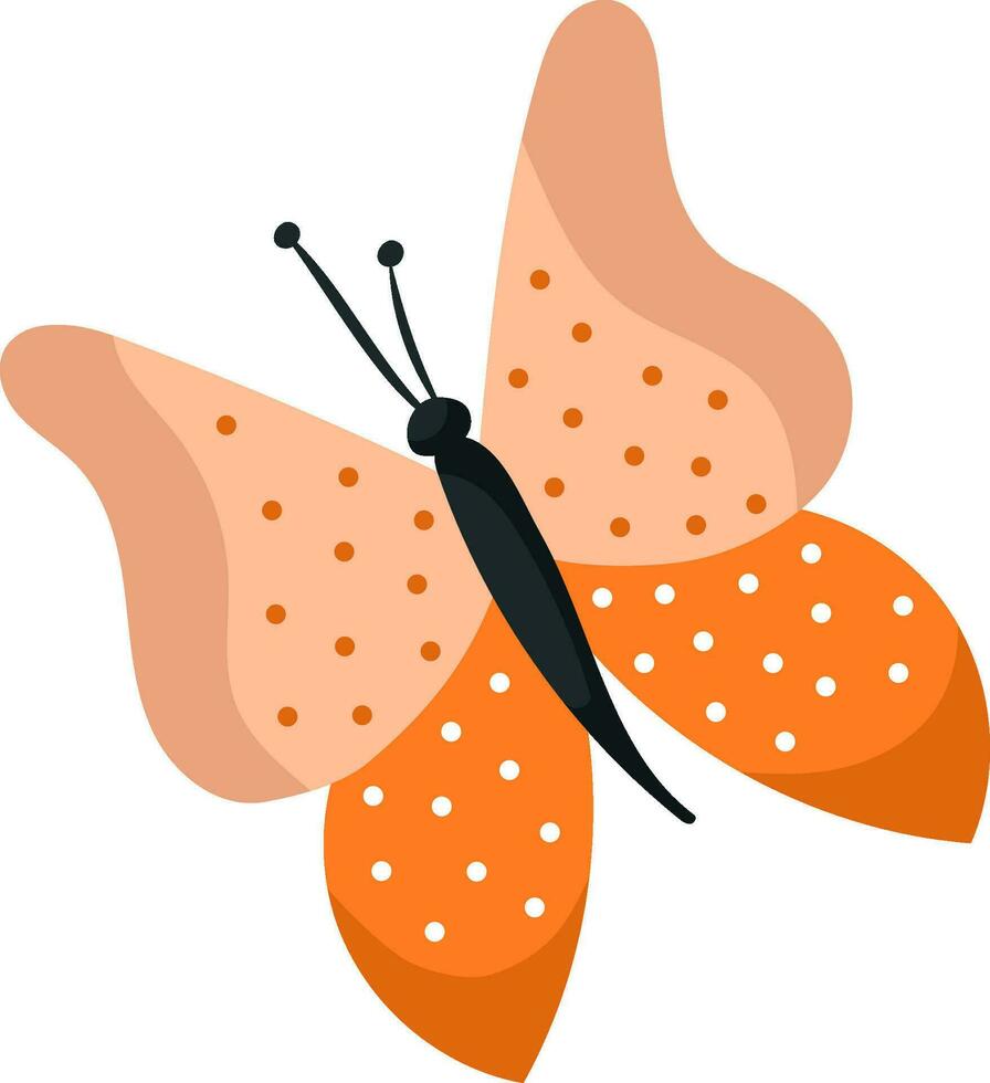 soltero mano dibujar mariposa en blanco antecedentes en naranja colores con polca puntos.vector. vector