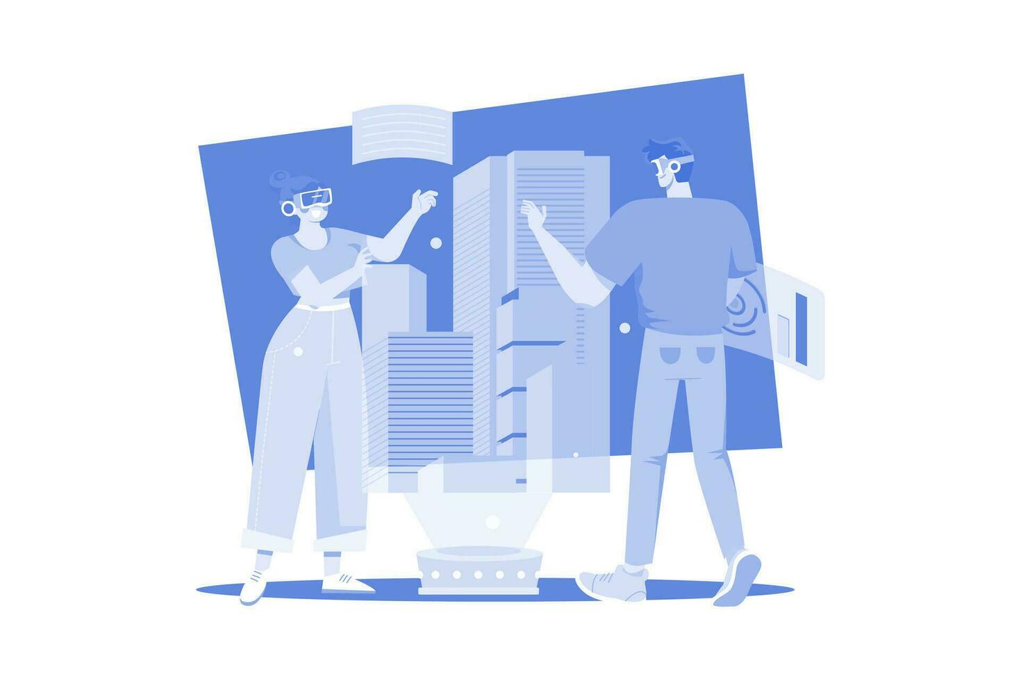People Building A Virtual World vector
