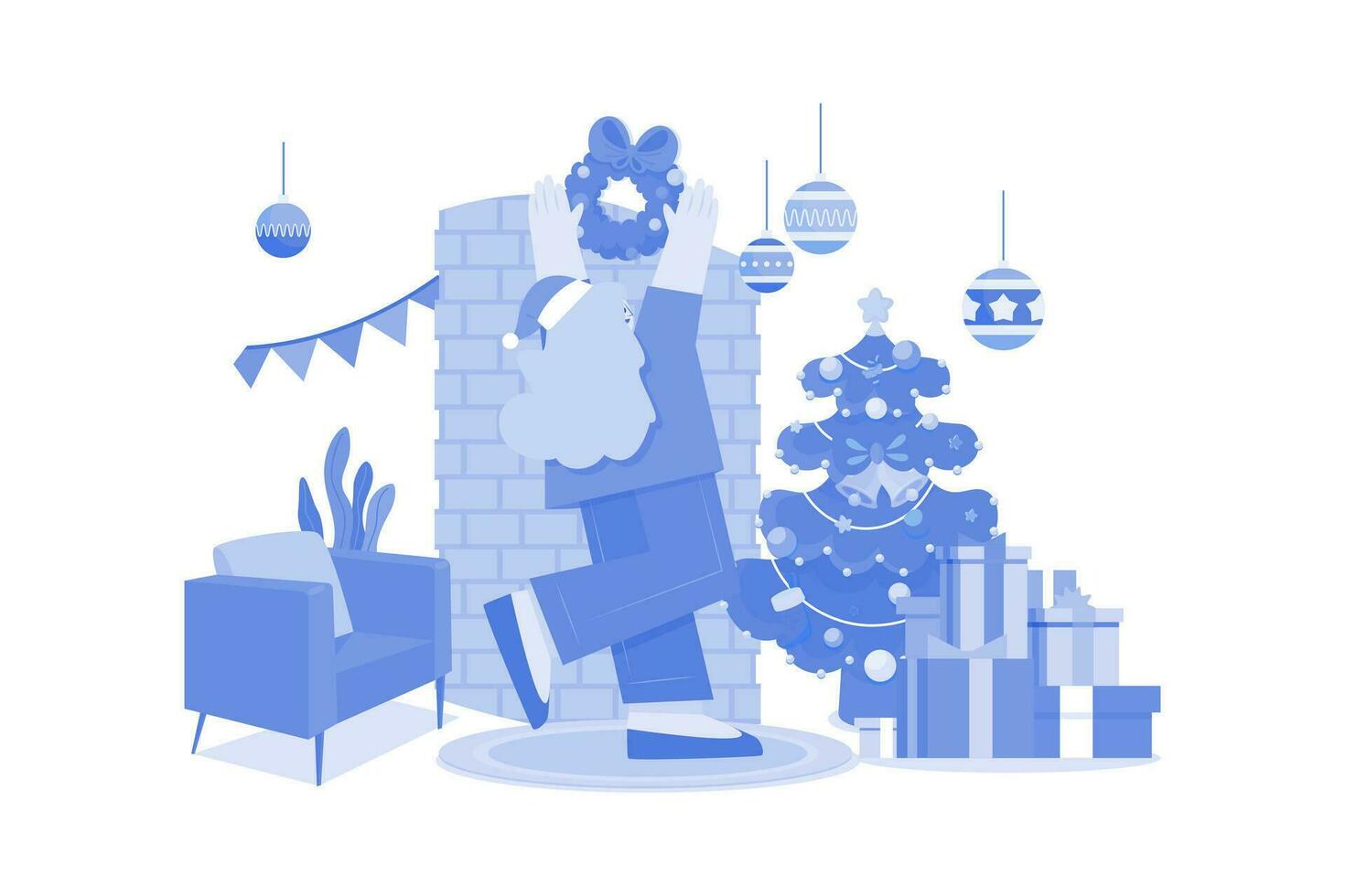 Navidad decoración a hogar ilustración concepto en blanco antecedentes vector