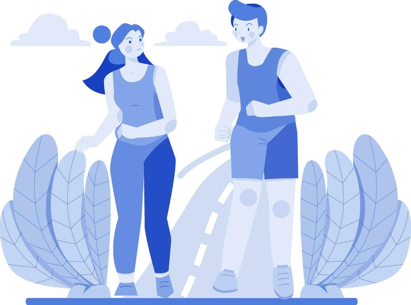 Couple Doing Jogging Together vector