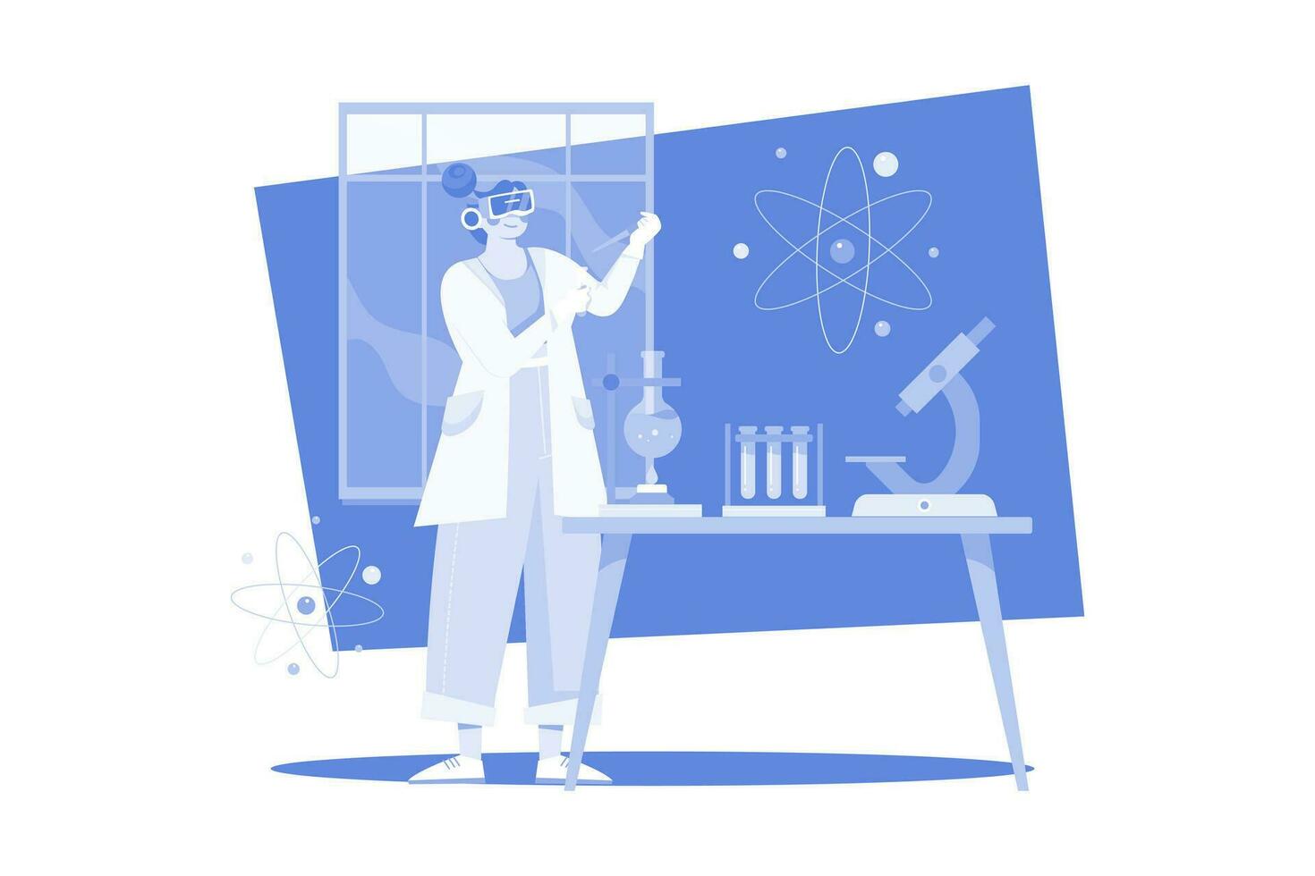 Scientist In The Metaverse Illustration concept on white background vector