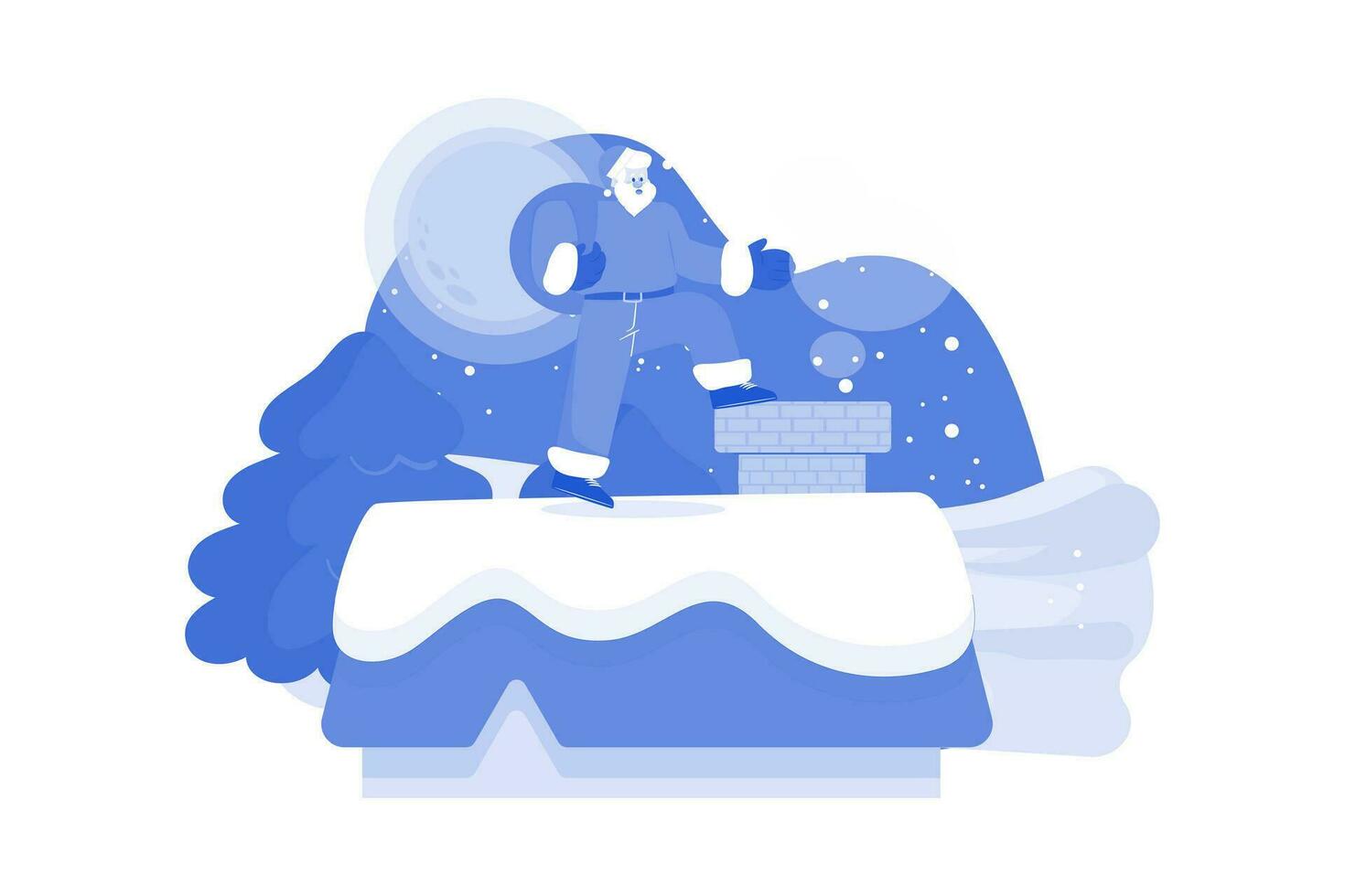 Santa entering in the chimney of the house vector