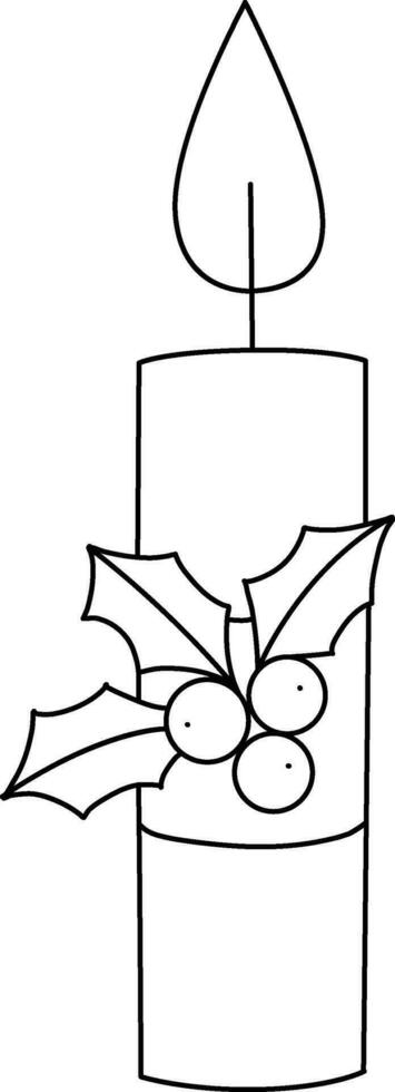 Candlestick with doodle line. The candles illuminate Christmas Day. cute hand-drawn lines, simple. candle decorated with bows and holly to enhance the Christmas spirit vector