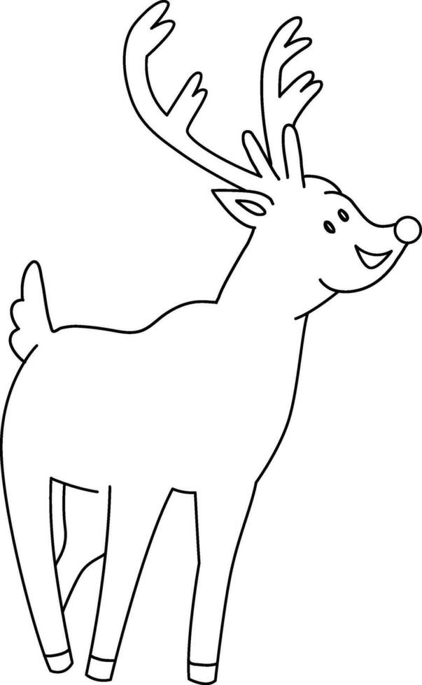 Cute reindeer cartoon standing, celebrating Christmas and New Year. Adorned with reindeer decorations, the reindeer is having fun during the festive Christmas season. vector