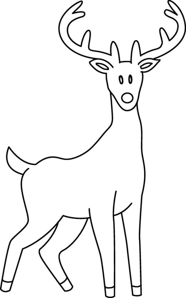 Cute reindeer cartoon standing, celebrating Christmas and New Year. Adorned with reindeer decorations, the reindeer is having fun during the festive Christmas season. vector