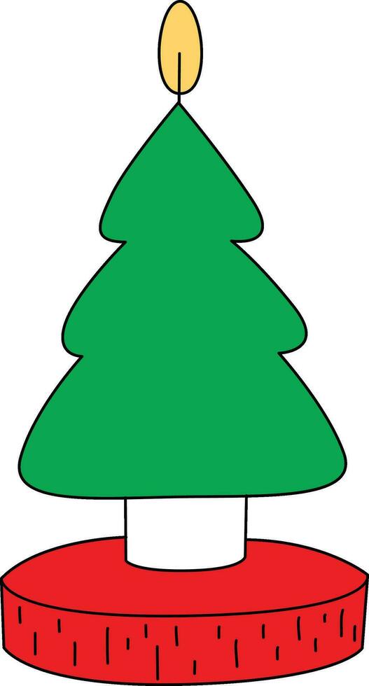 Candlestick with doodle line. The candles illuminate Christmas Day. cute hand-drawn lines, simple. candle decorated with bows and holly to enhance the Christmas spirit vector