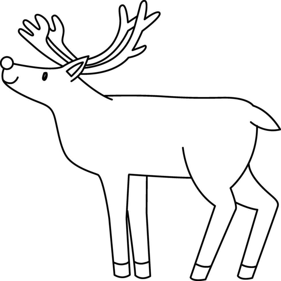 Cute reindeer cartoon standing, celebrating Christmas and New Year. Adorned with reindeer decorations, the reindeer is having fun during the festive Christmas season. vector