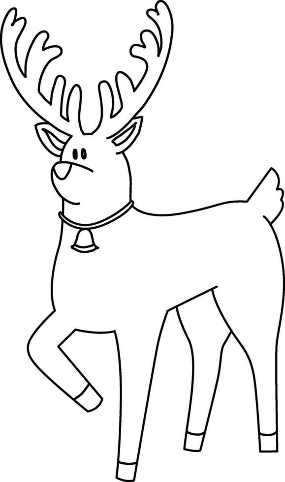 Cute reindeer cartoon standing, celebrating Christmas and New Year. Adorned with reindeer decorations, the reindeer is having fun during the festive Christmas season. vector