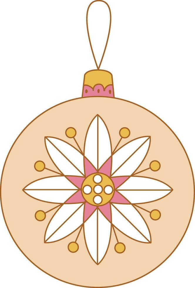 Bright Bauble Decorations for Christmas. These baubles are adorned with Tinsel and Festoon, featuring cute doodle patterns for the New Year festival. Decorate Christmas tree vector