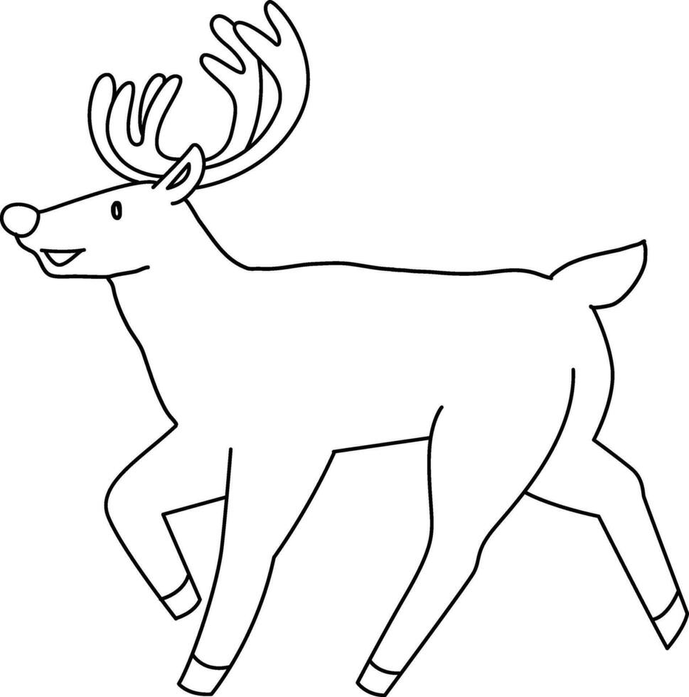 Cute reindeer cartoon standing, celebrating Christmas and New Year. Adorned with reindeer decorations, the reindeer is having fun during the festive Christmas season. vector