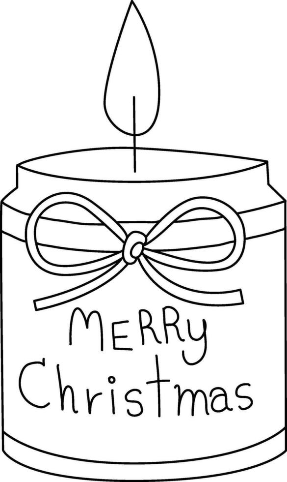 Candlestick with doodle line. The candles illuminate Christmas Day. cute hand-drawn lines, simple. candle decorated with bows and holly to enhance the Christmas spirit vector