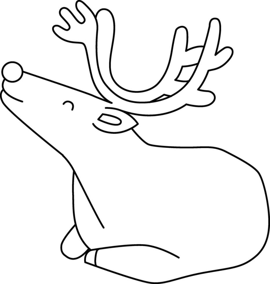 Cute reindeer cartoon standing, celebrating Christmas and New Year. Adorned with reindeer decorations, the reindeer is having fun during the festive Christmas season. vector