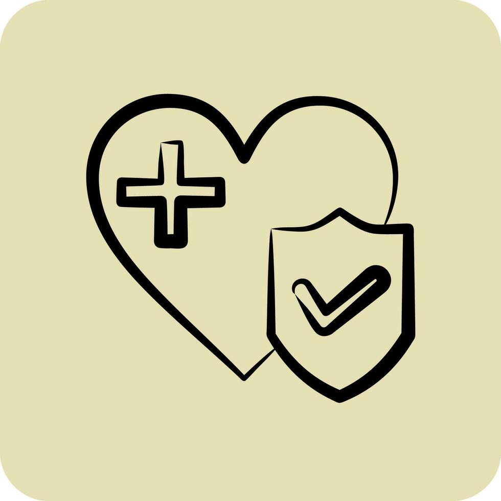 Icon Health Insurance. related to Finance symbol. hand drawn style. simple design editable. simple illustration vector