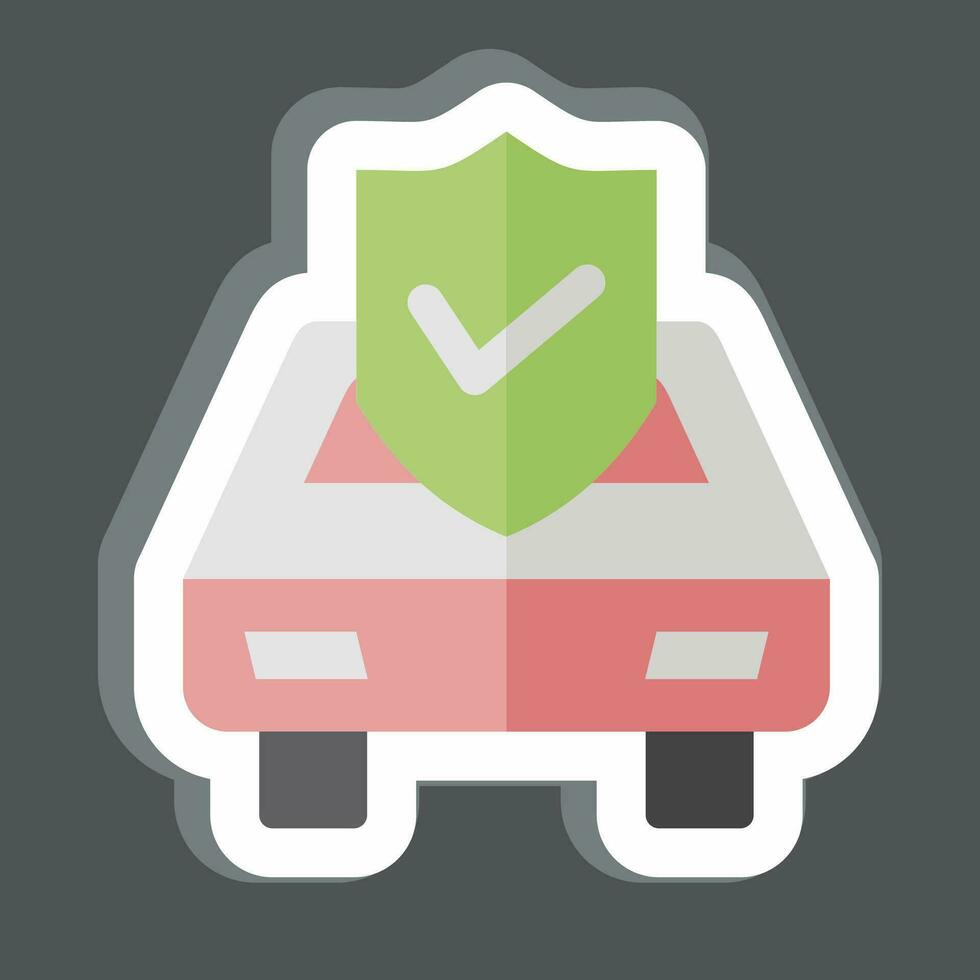 pegatina coche seguro. relacionado a Finanzas símbolo. sencillo diseño editable. sencillo ilustración vector