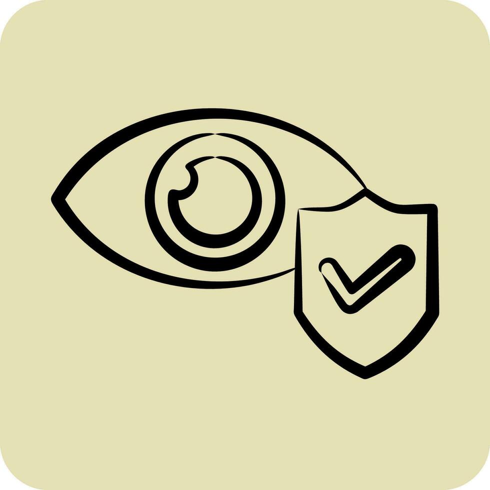 Icon Eye Insurance. related to Finance symbol. hand drawn style. simple design editable. simple illustration vector