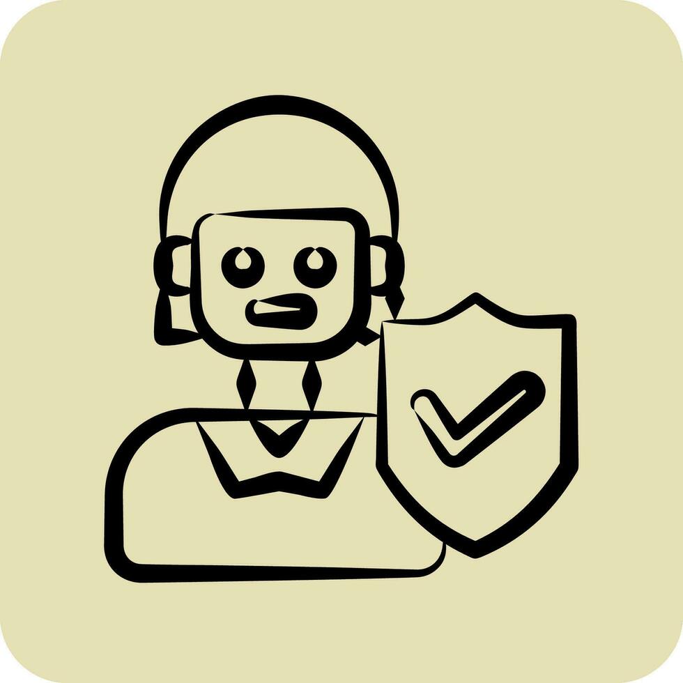 Icon Female Insurance. related to Finance symbol. hand drawn style. simple design editable. simple illustration vector