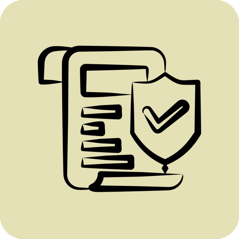 Icon Insurance Paper. related to Finance symbol. hand drawn style. simple design editable. simple illustration vector