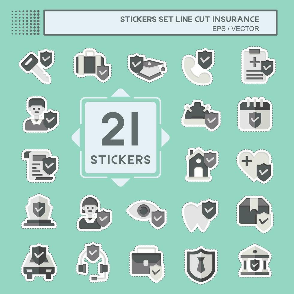 Sticker line cut Set Insurance. related to Finance symbol. simple design editable. simple illustration vector