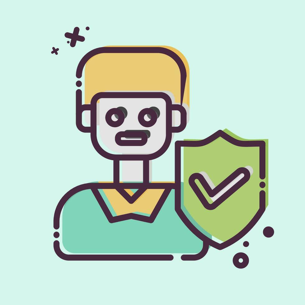 Icon Male Insurance. related to Finance symbol. MBE style. simple design editable. simple illustration vector