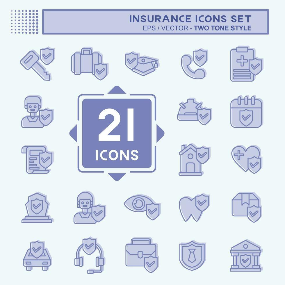 Icon Set Insurance. related to Finance symbol. two tone style. simple design editable. simple illustration vector