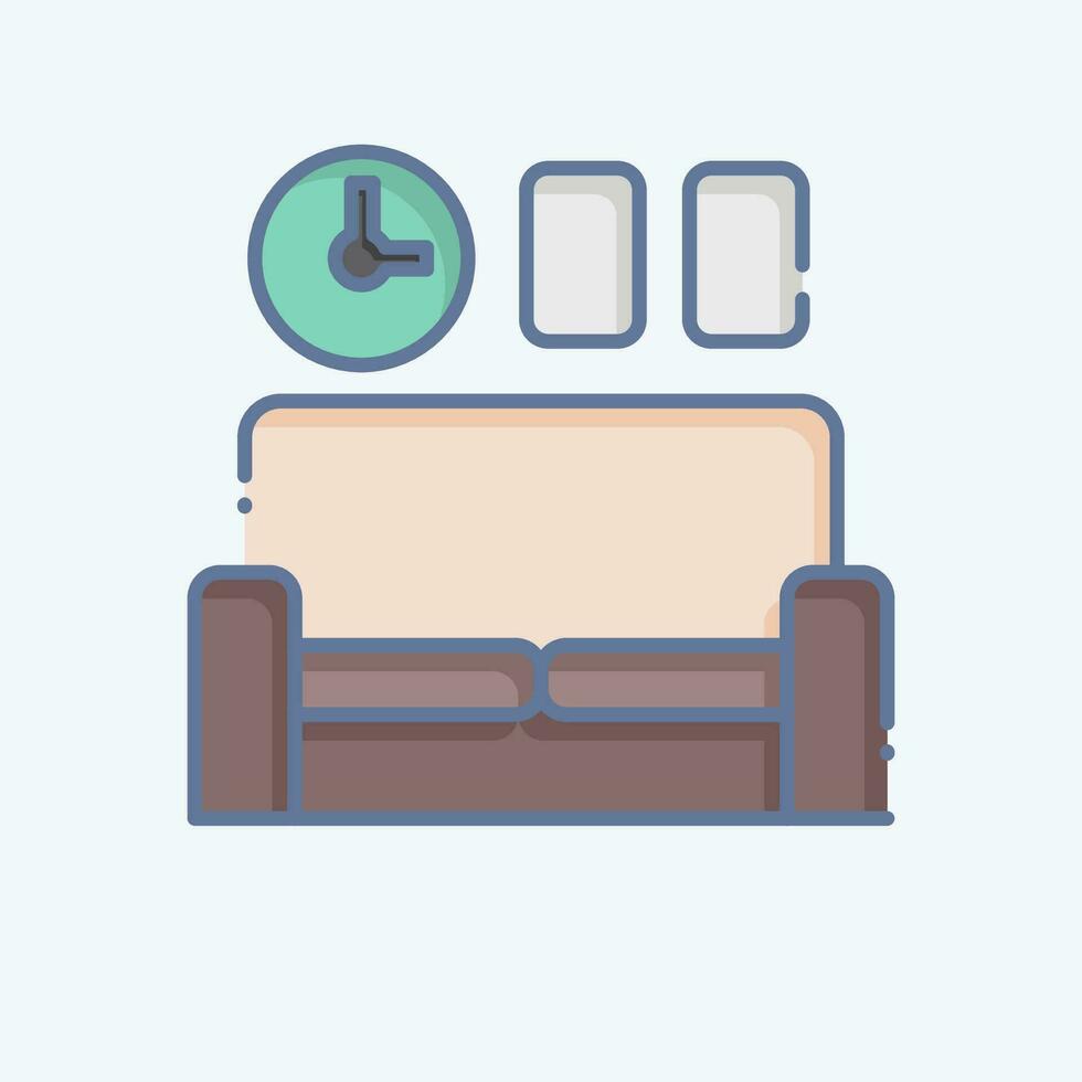 icono sofá. relacionado a hogar decoración símbolo. garabatear estilo. sencillo diseño editable. sencillo ilustración vector
