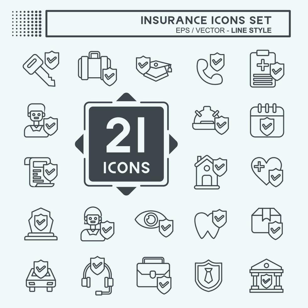 Icon Set Insurance. related to Finance symbol. line style. simple design editable. simple illustration vector