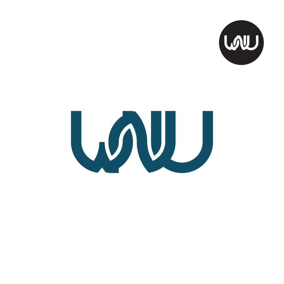 letra wnu monograma logo diseño vector