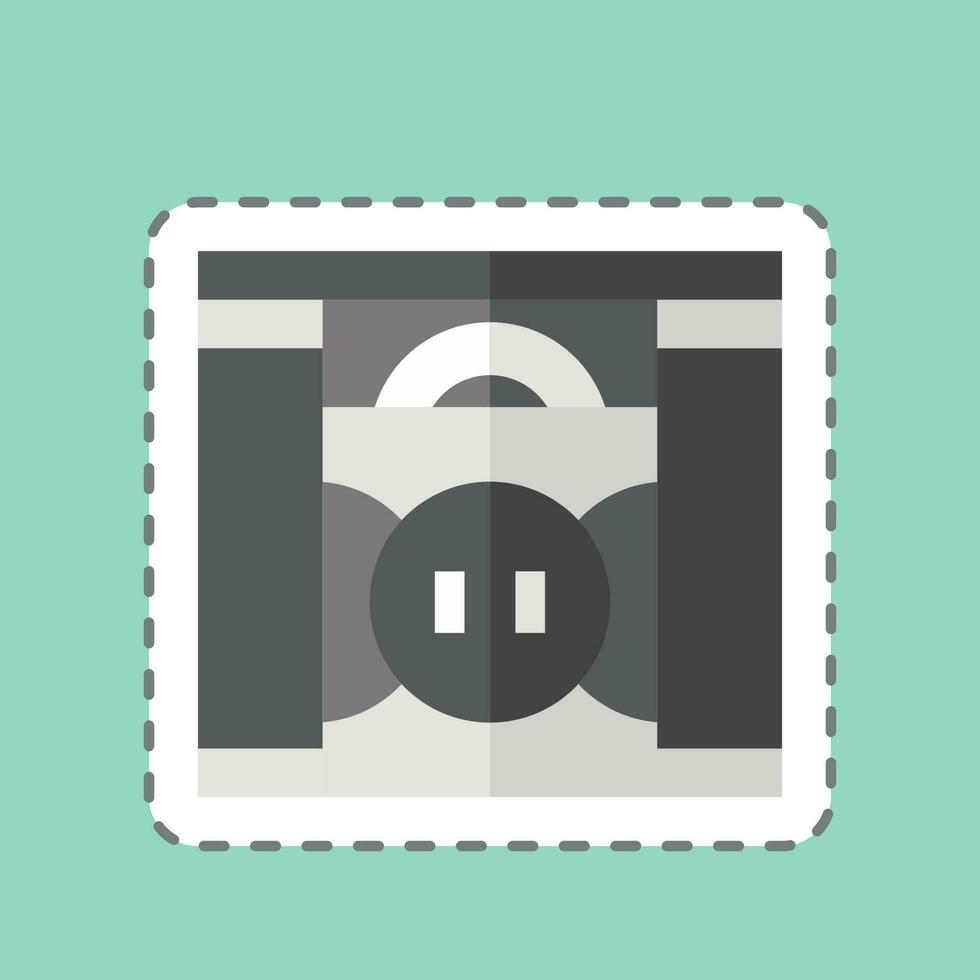 Sticker line cut Door. related to Home Decoration symbol. simple design editable. simple illustration vector