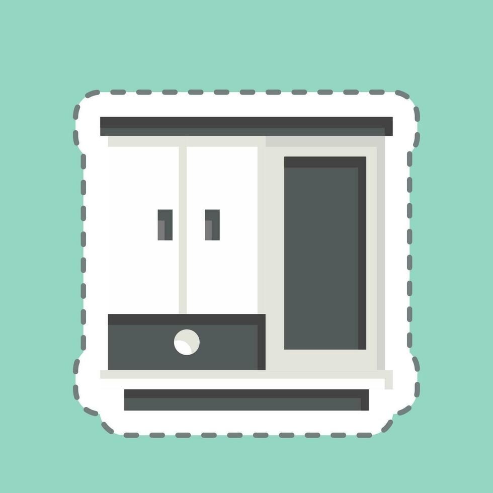 Sticker line cut Cupboard. related to Home Decoration symbol. simple design editable. simple illustration vector