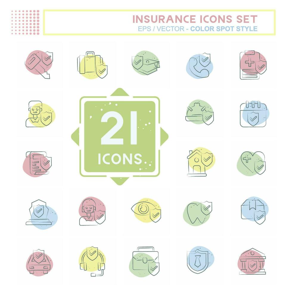 Icon Set Insurance. related to Finance symbol. Color Spot Style. simple design editable. simple illustration vector