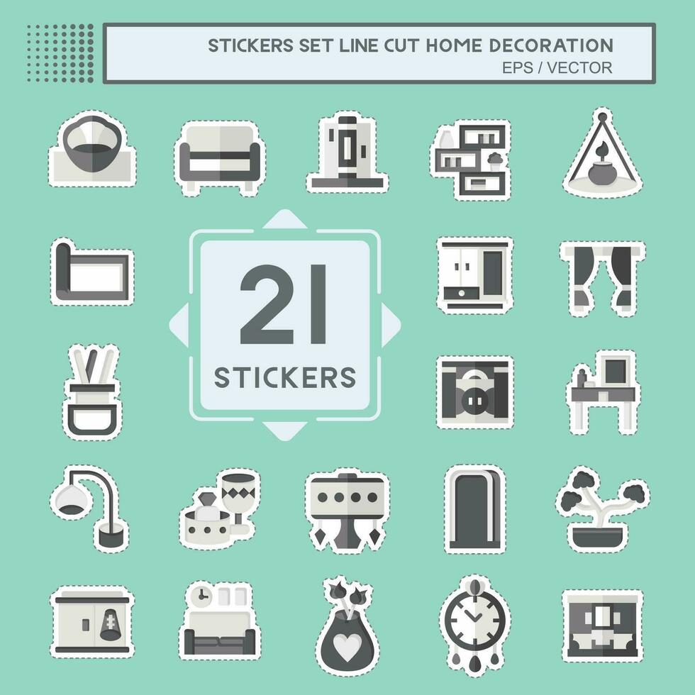 Sticker line cut Set Home Decoration. related to Home Furnishings symbol. simple design editable. simple illustration vector