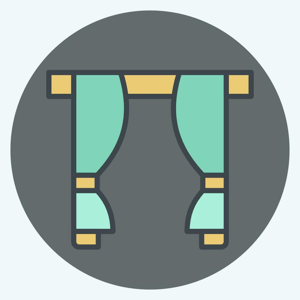 Icon Curtain. related to Home Decoration symbol. color mate style. simple design editable. simple illustration vector