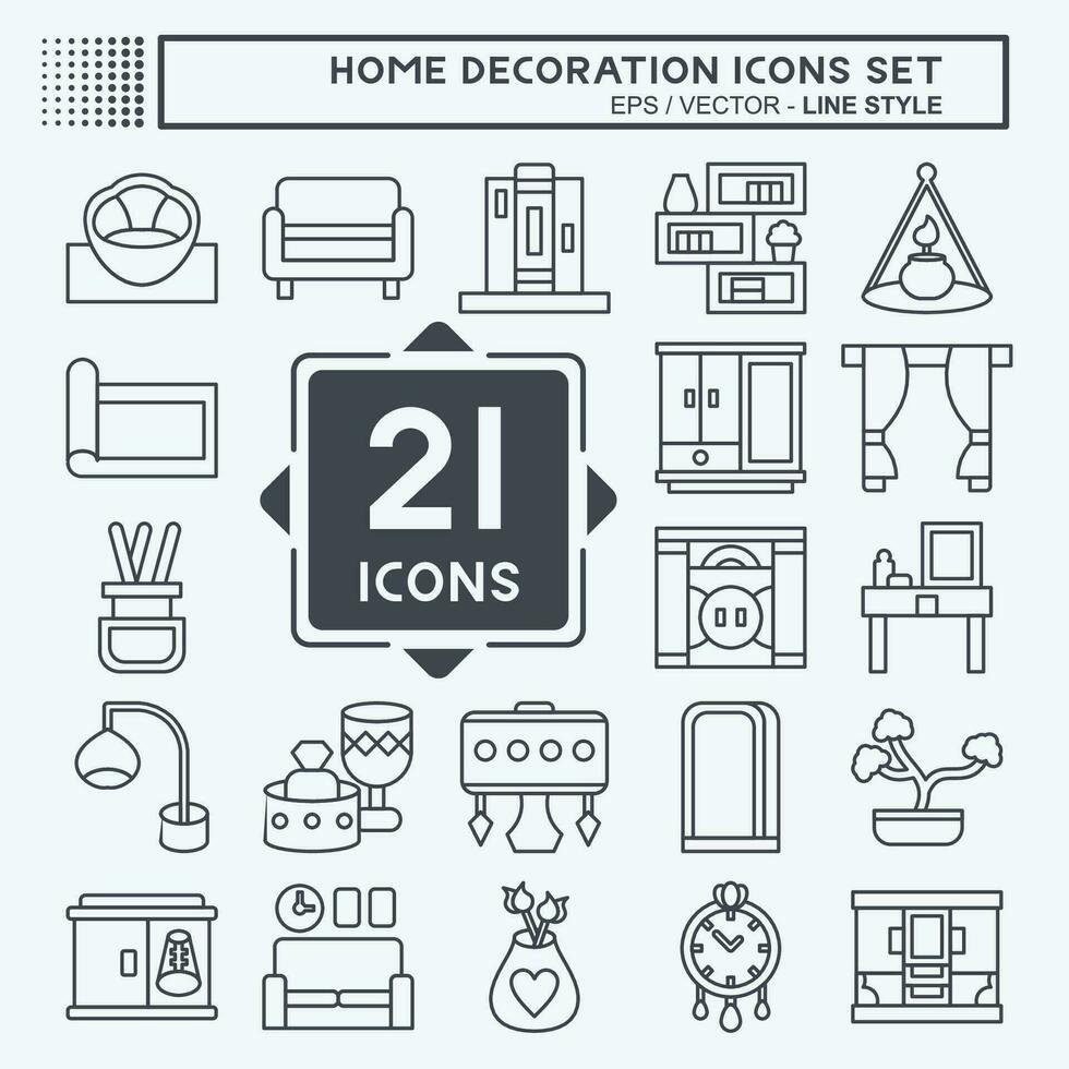 Icon Set Home Decoration. related to Home Furnishings symbol. line style. simple design editable. simple illustration vector