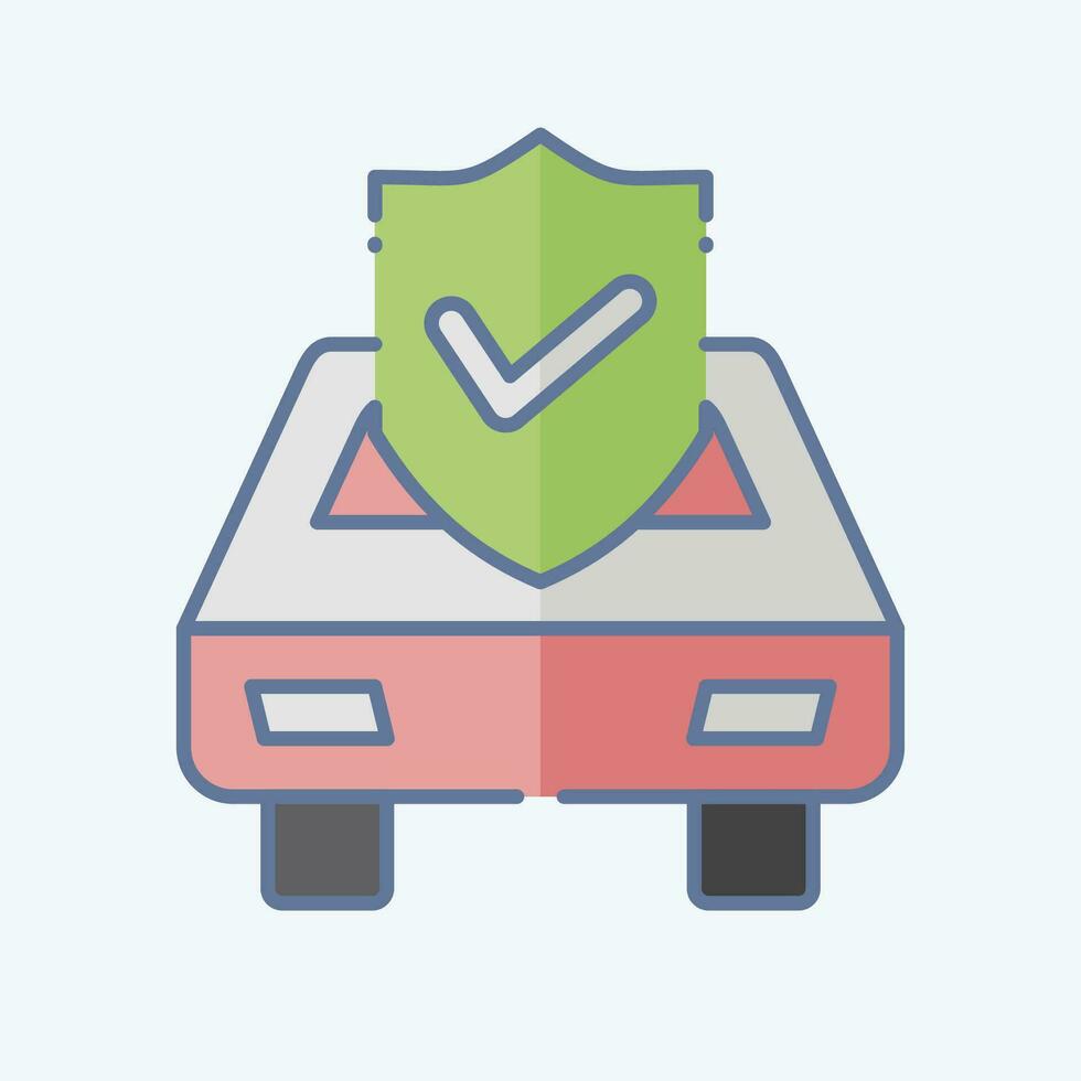 icono coche seguro. relacionado a Finanzas símbolo. garabatear estilo. sencillo diseño editable. sencillo ilustración vector