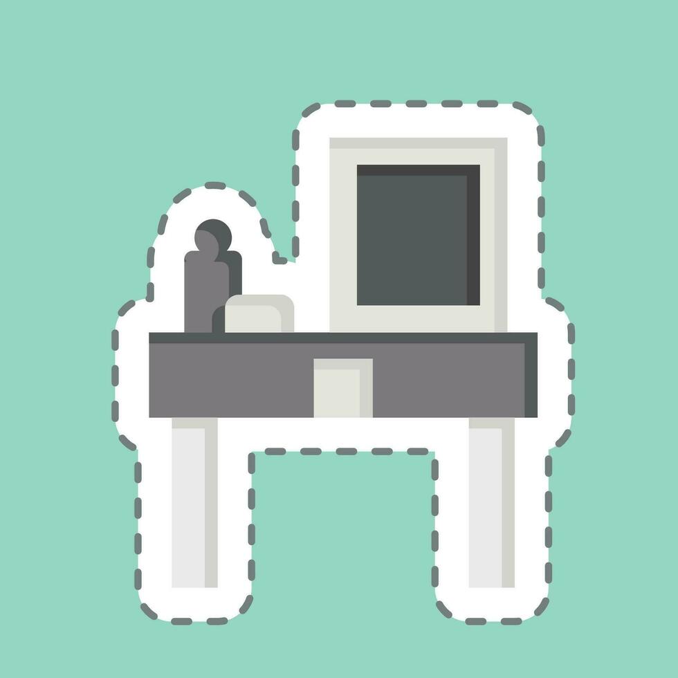 Sticker line cut Dressing Table. related to Home Decoration symbol. simple design editable. simple illustration vector