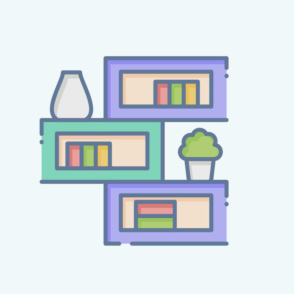 Icon Bookshelf. related to Home Decoration symbol. doodle style. simple design editable. simple illustration vector