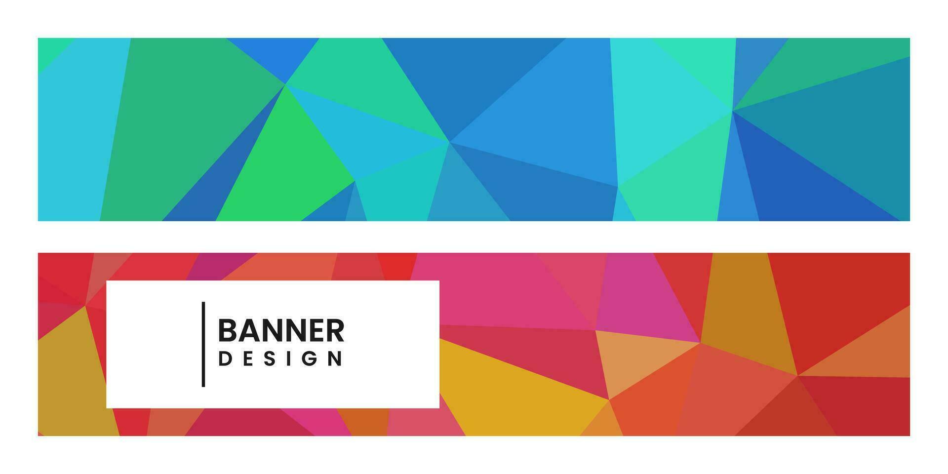 set of banners with abstract vibrant colorful background with triangles vector
